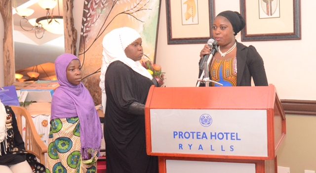 Three Muslim girls from MASYAP presenting at Protea Hotel Ryalls